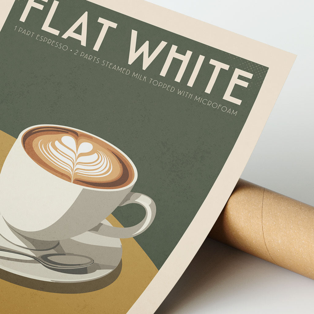 Flat white - Vintage Coffee Poster