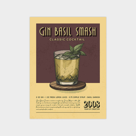 Gin Basil Smash - Classic Cocktail Poster