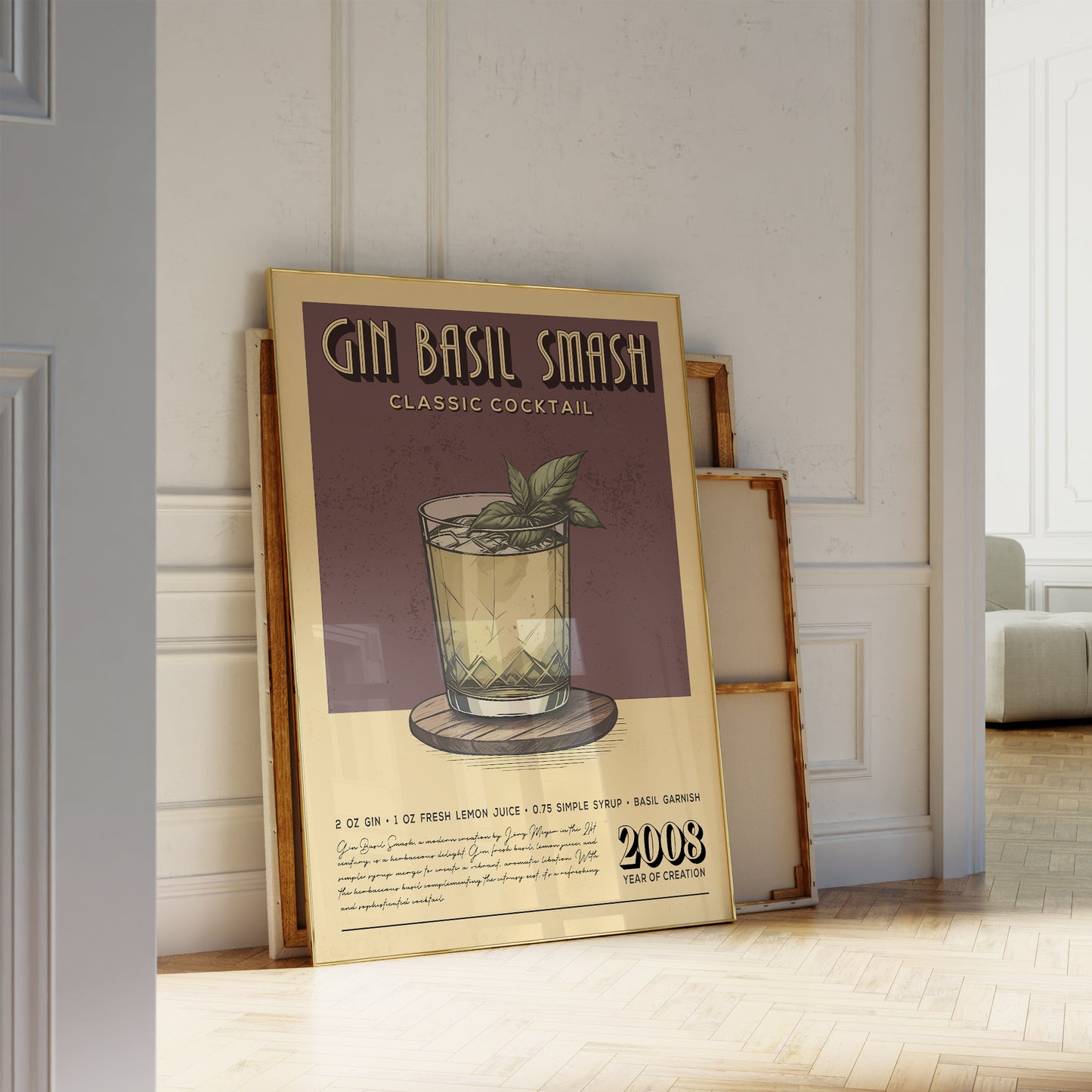 Gin Basil Smash - Classic Cocktail Poster