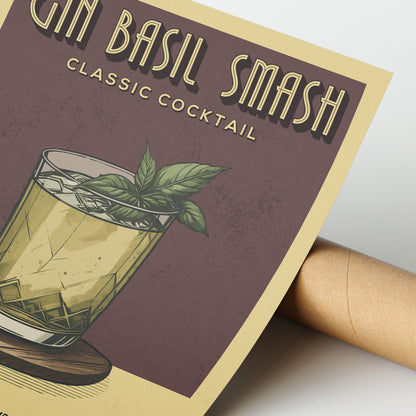Gin Basil Smash - Classic Cocktail Poster