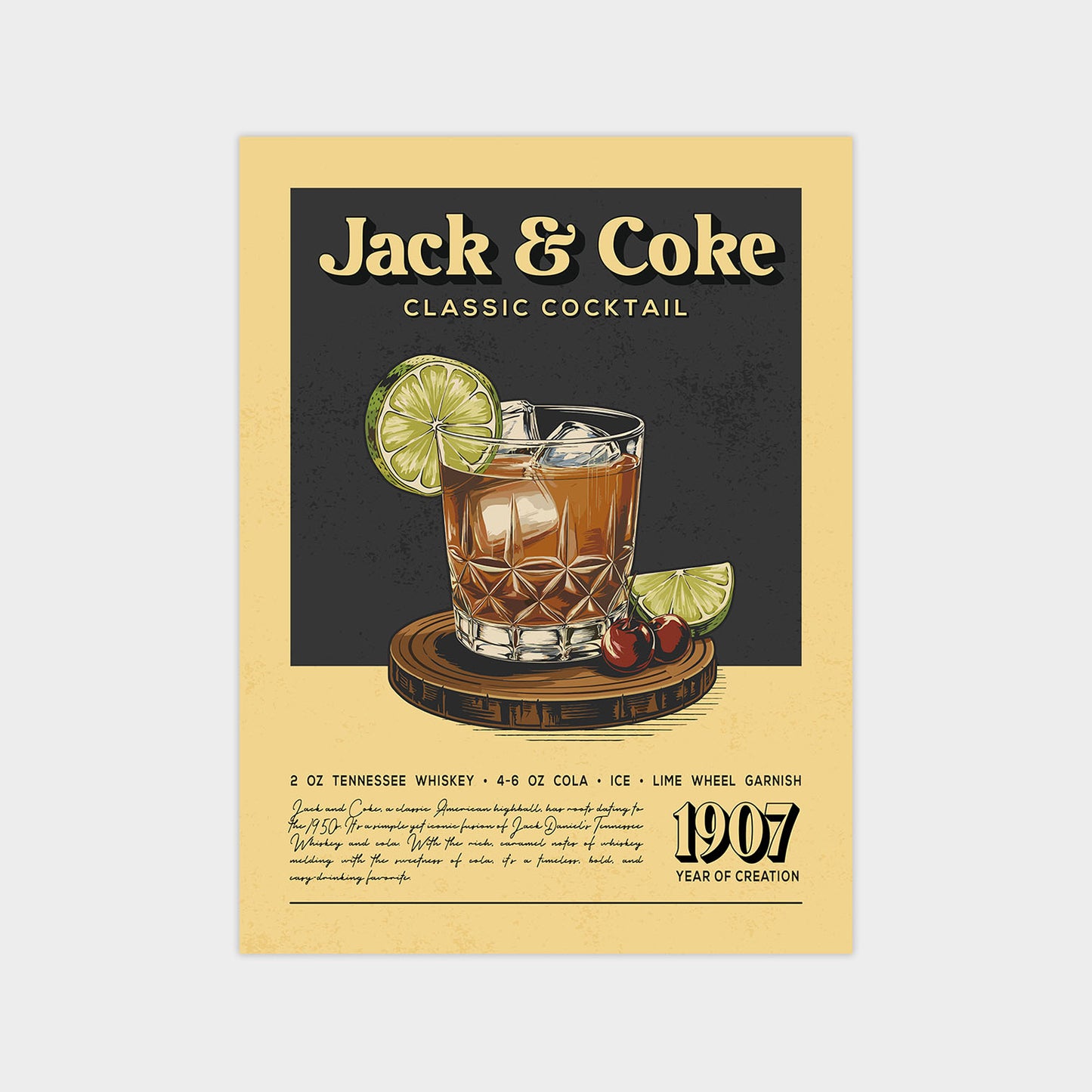 Jack and Coke - Classic Cocktail Poster