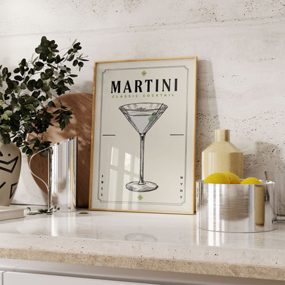 Martini - Minimalist Cocktail Bar Art