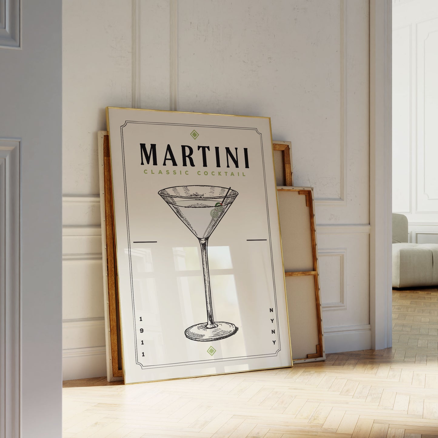 Martini - Minimalist Cocktail Bar Art