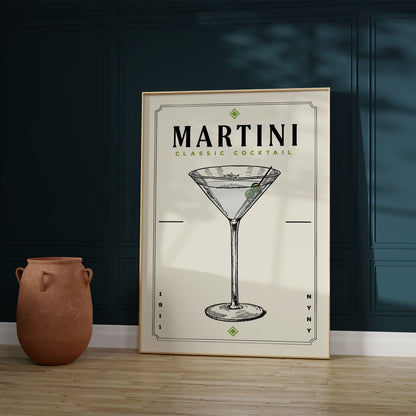 Martini - Minimalist Cocktail Bar Art