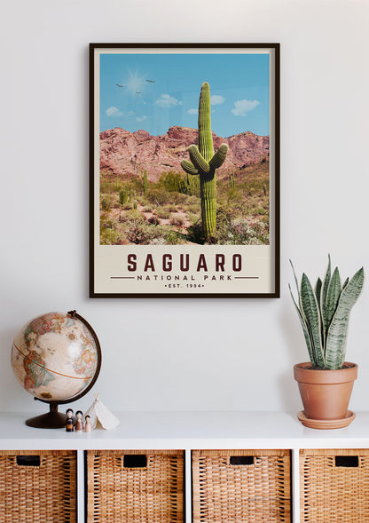 Saguaro Minimalist National Park Poster