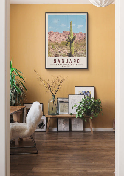 Saguaro Minimalist National Park Poster