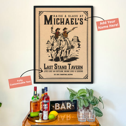 Last Stand Tavern Western - Personalized Cocktail Bar Poster