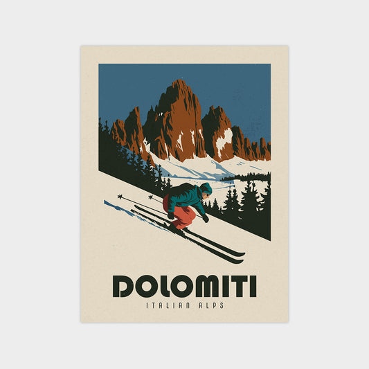 a poster of a skier going down a mountain