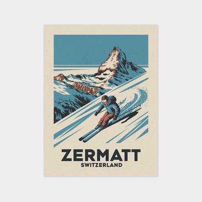 a poster of a skier going down a mountain