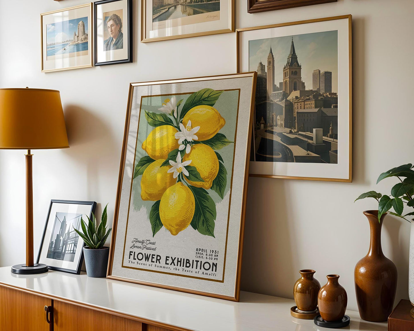 a picture of some lemons hanging on a wall