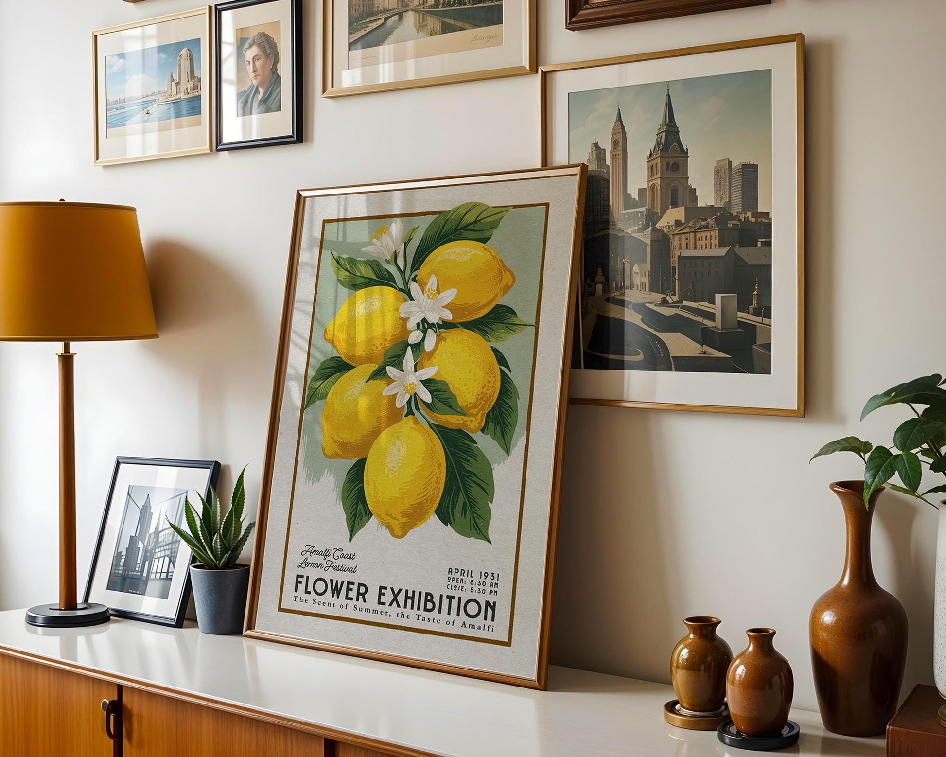 a picture of some lemons hanging on a wall