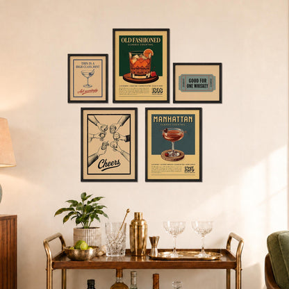 Old Fashioned & Manhattan - Cocktail Gallery Wall Set