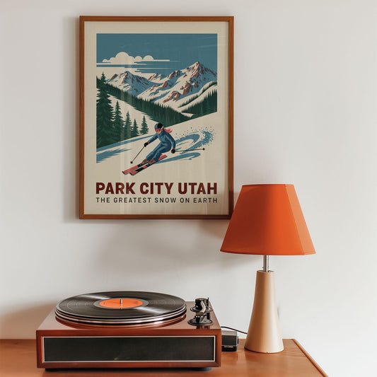 a record player sitting on top of a wooden table