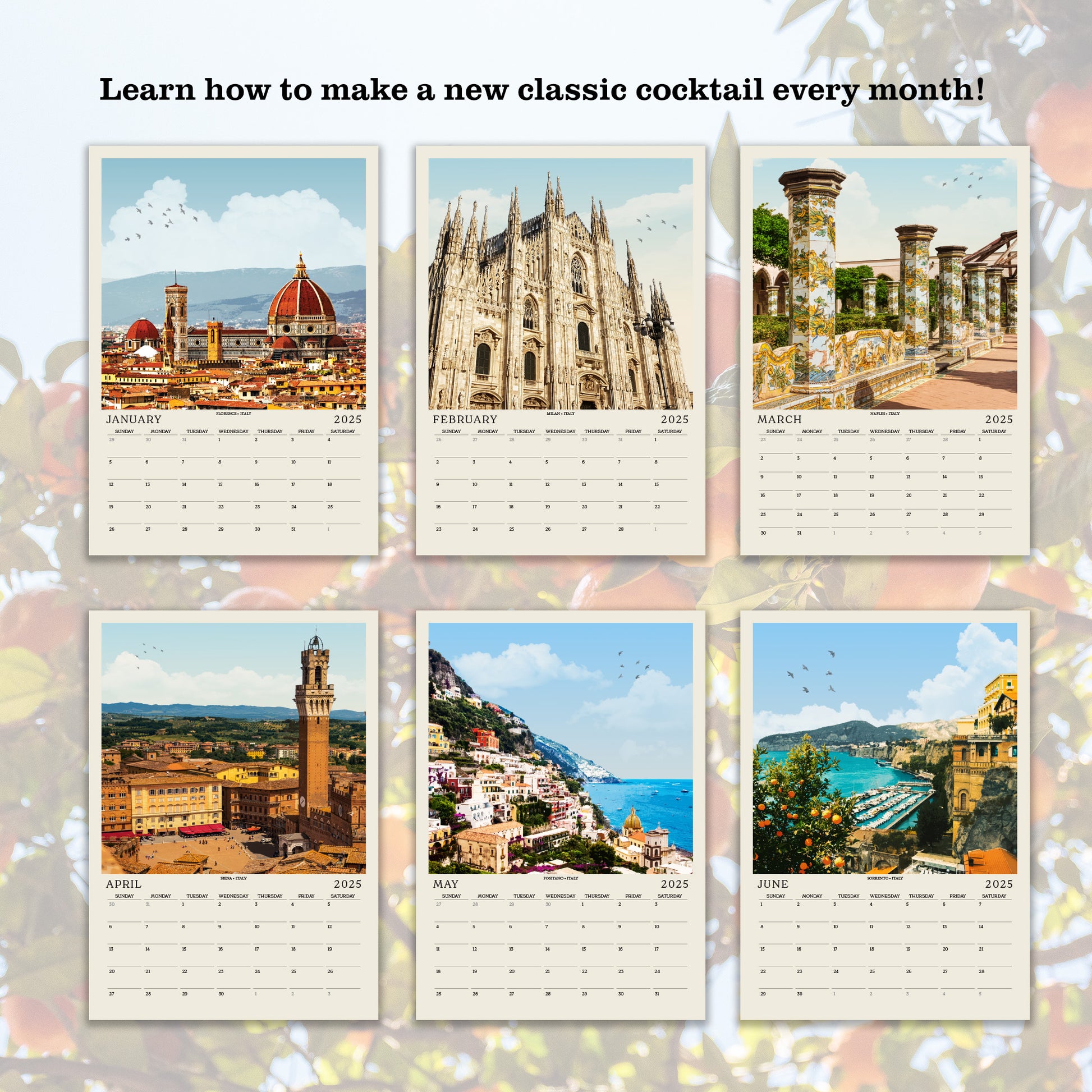 a calendar with a picture of a city on it