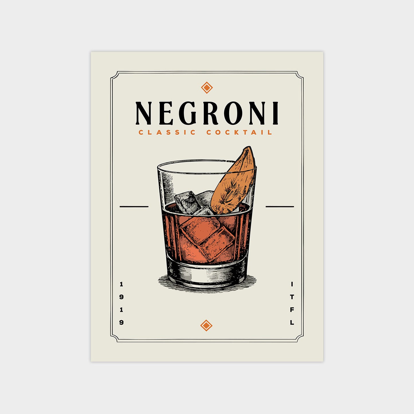 Negroni - Minimalist Cocktail Poster