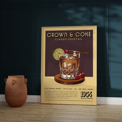 Crown and Coke - Classic Cocktail Poster