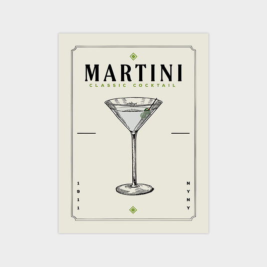 Martini - Minimalist Cocktail Bar Art