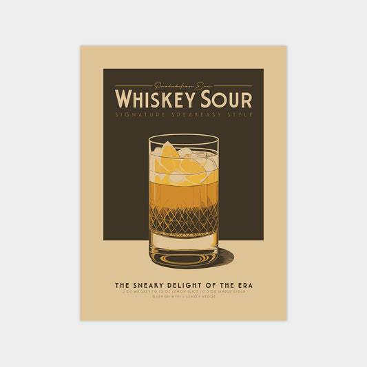 Whiskey Sour - Vintage Cocktail Poster