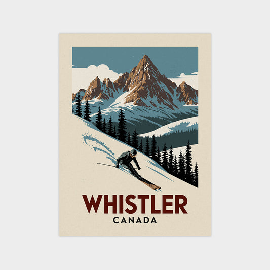 a poster of a skier skiing down a mountain