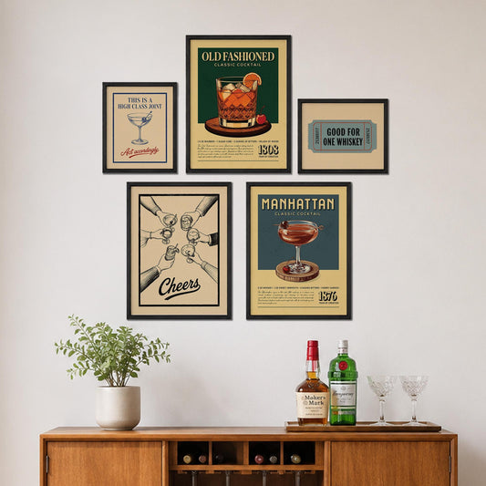 Old Fashioned & Manhattan - Cocktail Gallery Wall Set