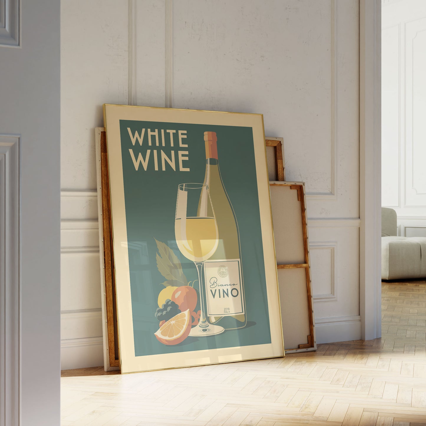 White Wine - Vintage Alcohol Poster