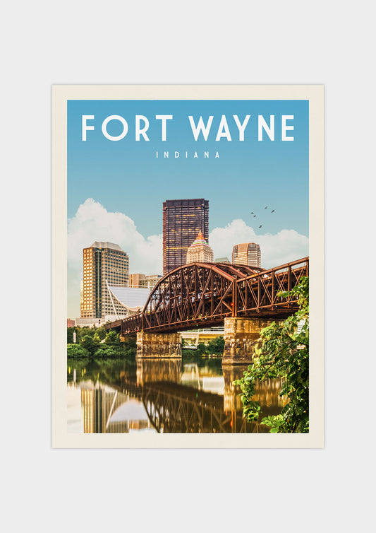 Fort Wayne, Indiana Vintage Wall Art Travel Poster | Vintaprints