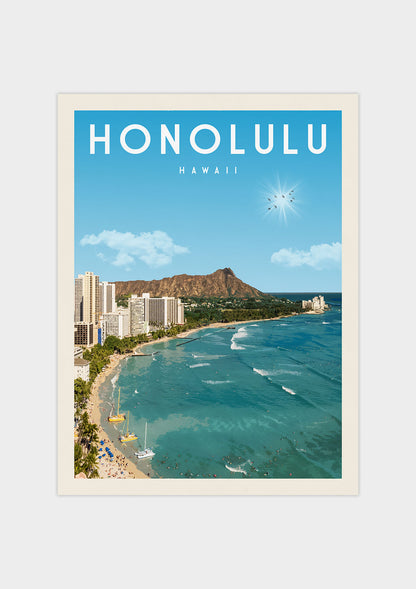 Honolulu, Hawaii - Vintage Travel Print - Vintaprints