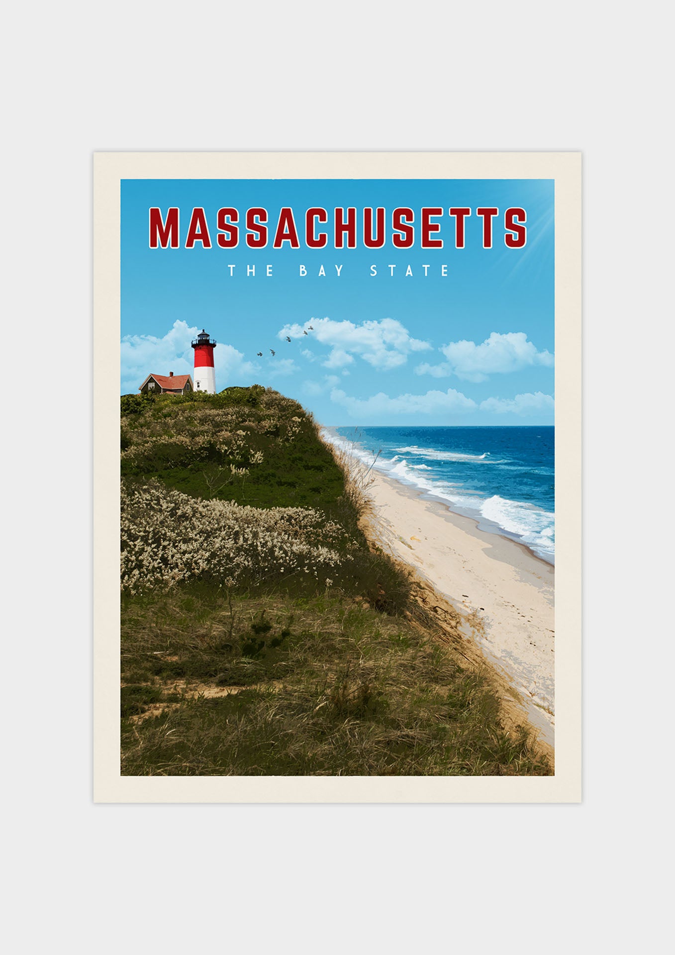 Massachusetts Vintage Wall Art Travel Poster | Vintaprints