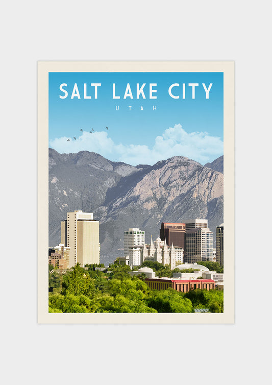 Salt Lake City, Utah - Vintage Travel Print