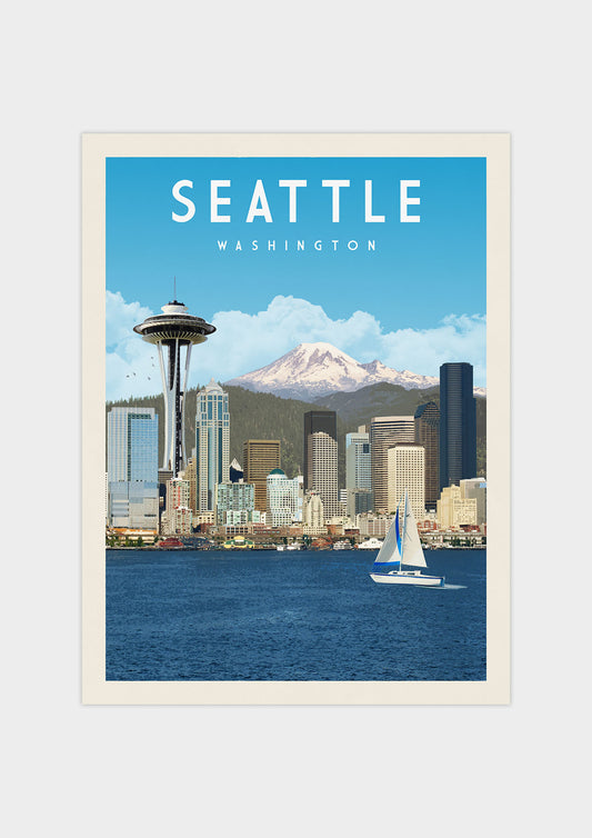 Seattle, Washington - Vintage Travel Print