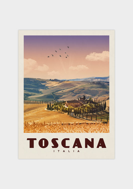 Tuscany, Italy - Vintage Travel Print