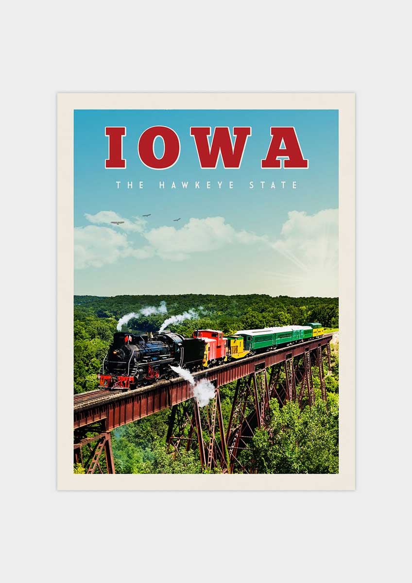 Iowa Vintage Wall Art Travel Poster | Vintaprints