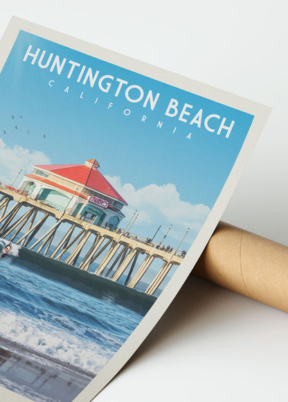 Huntington Beach, California - Vintage Travel Print - Vintaprints
