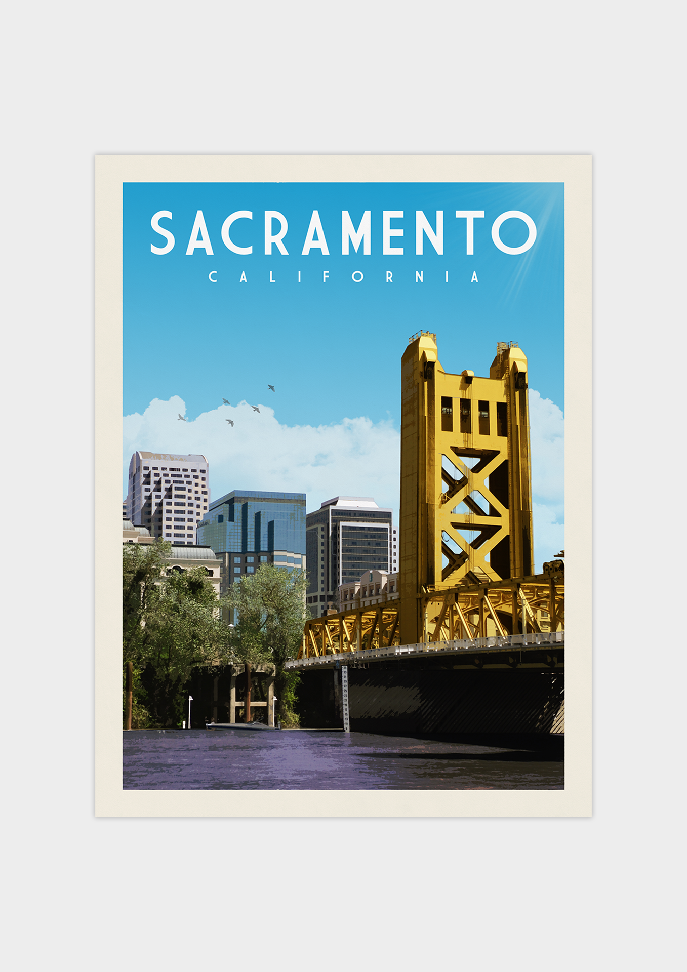 Sacramento, California - Vintage Travel Print