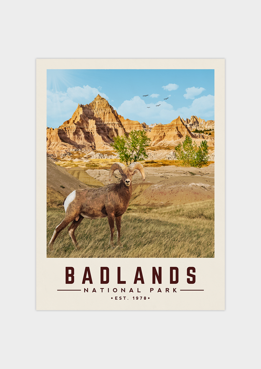 Badlands Minimalist National Park Poster | Vintaprints