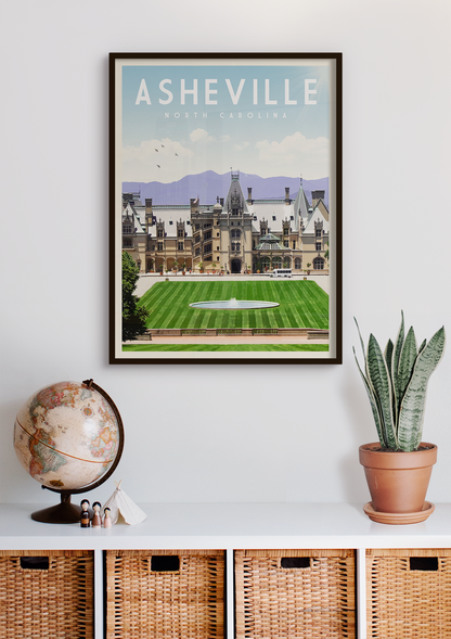 Ashville, North Carolina - Vintage Travel Print
