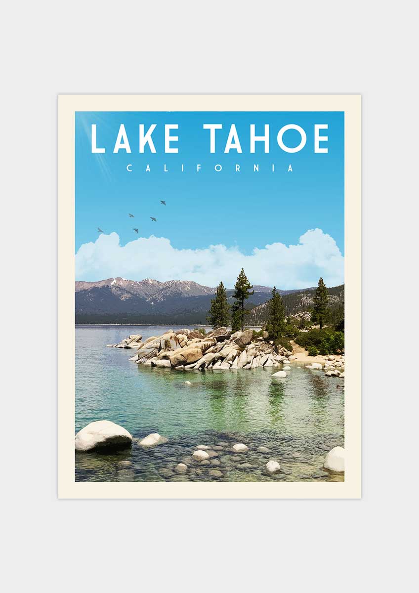Lake Tahoe, California - Vintage Travel Print