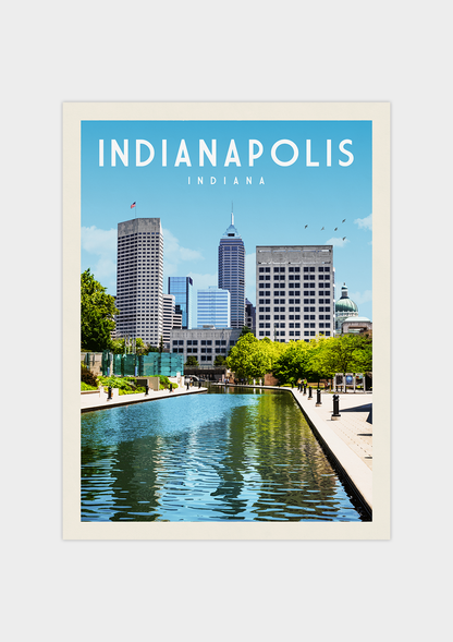Indianapolis, Indiana - Vintage Travel Print