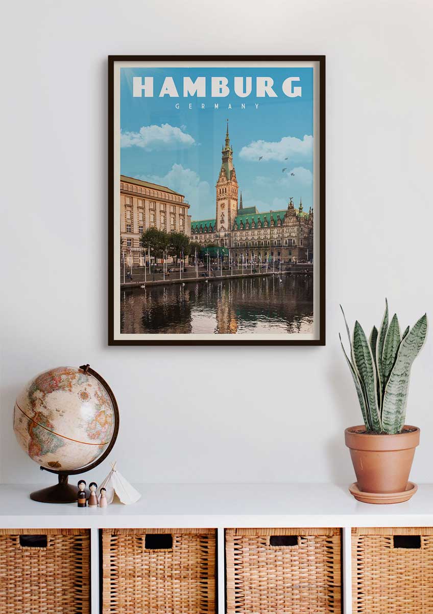 Hamburg, Germany - Vintage Travel Print