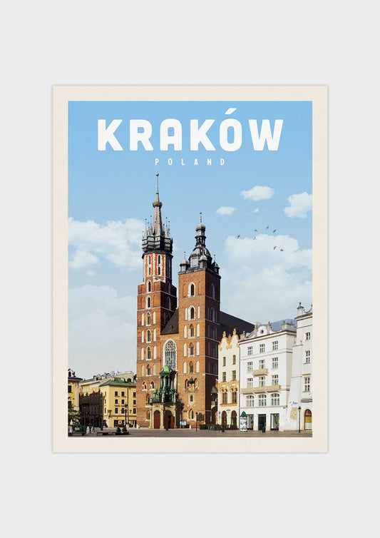 Krakow, Poland - Vintage Travel Poster