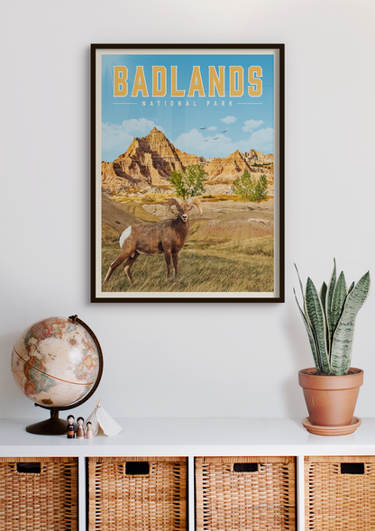 Badlands Vintage National Park Poster