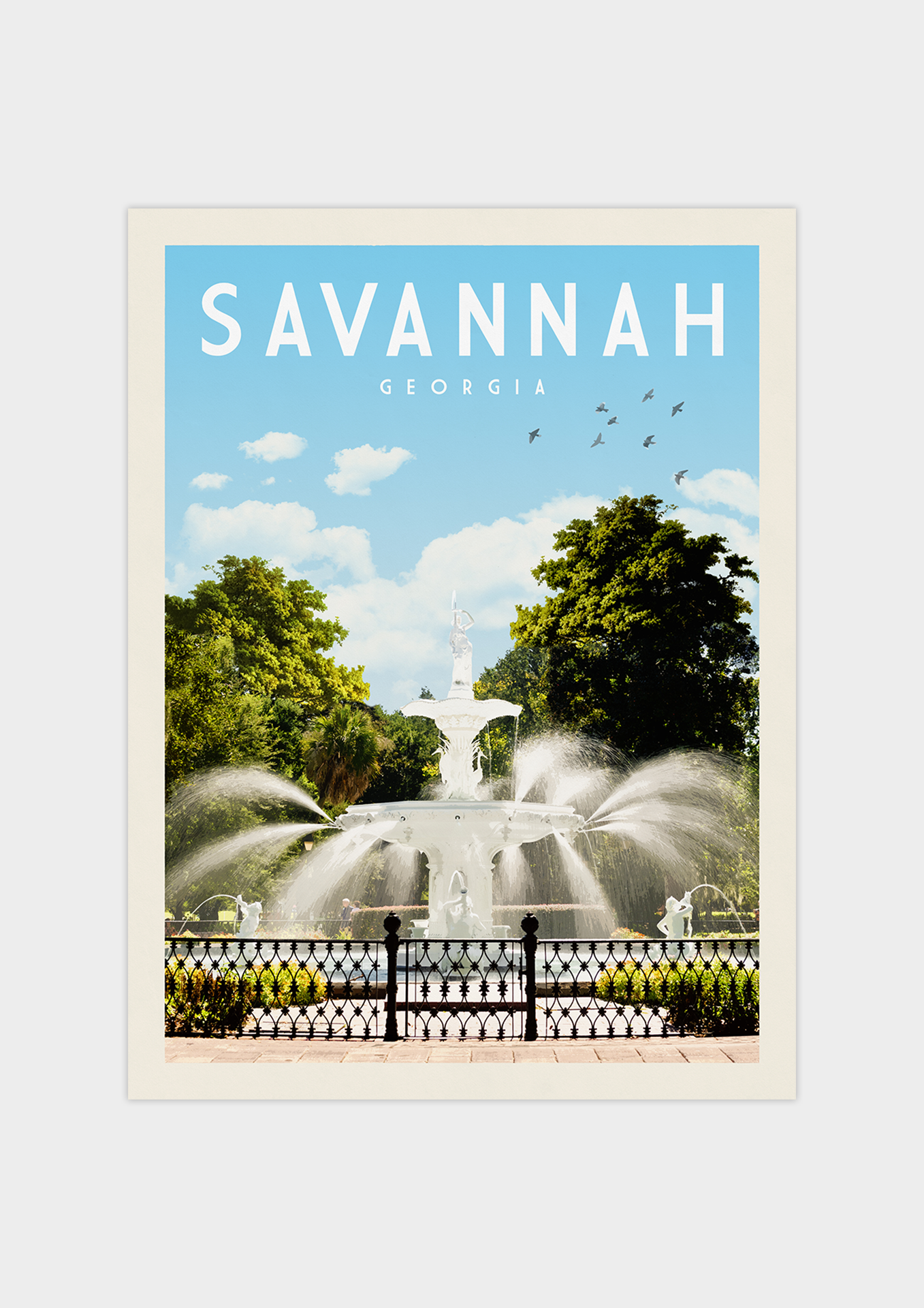 Savannah, Georgia - Vintage Travel Print