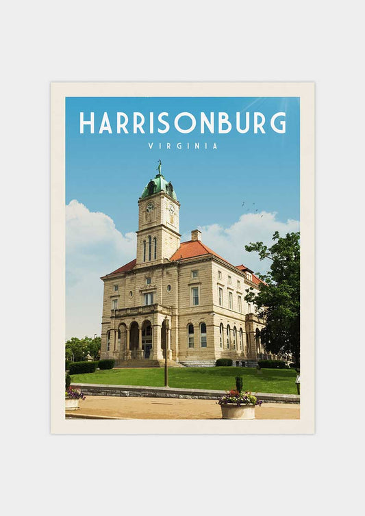 Harrisonburg, Virginia - Vintage Travel Print