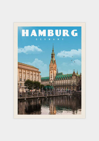 Hamburg, Germany - Vintage Travel Print