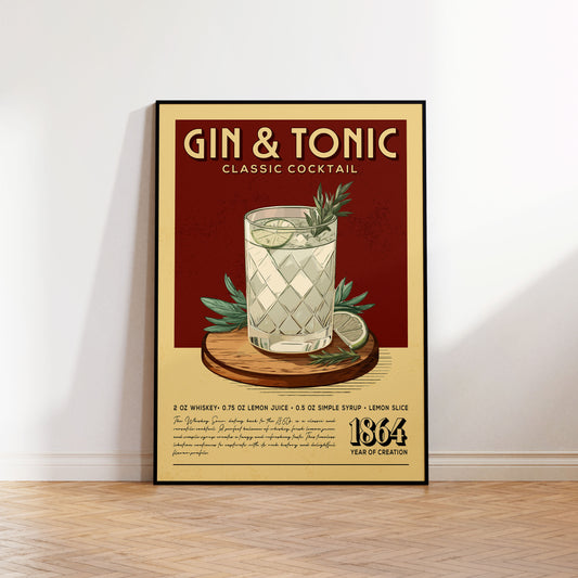 Gin and Tonic - Classic Cocktail Bar Art