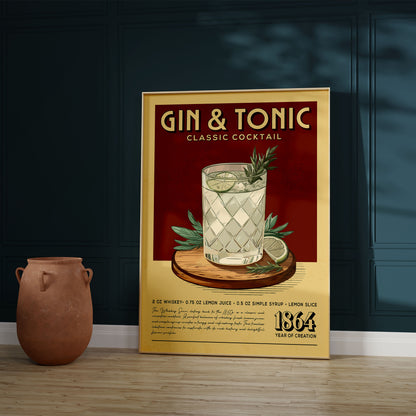 Gin and Tonic - Classic Cocktail Bar Art