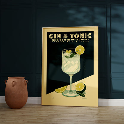 Gin and Tonic - Vintage Cocktail Poster