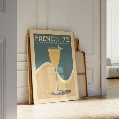 French 75 - Vintage Cocktail Poster