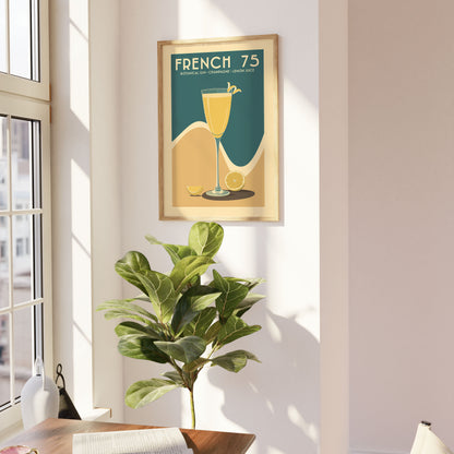 French 75 - Vintage Cocktail Poster