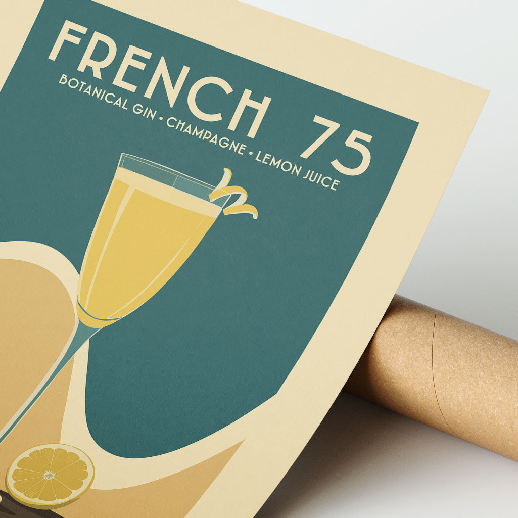 French 75 - Vintage Cocktail Bar Art